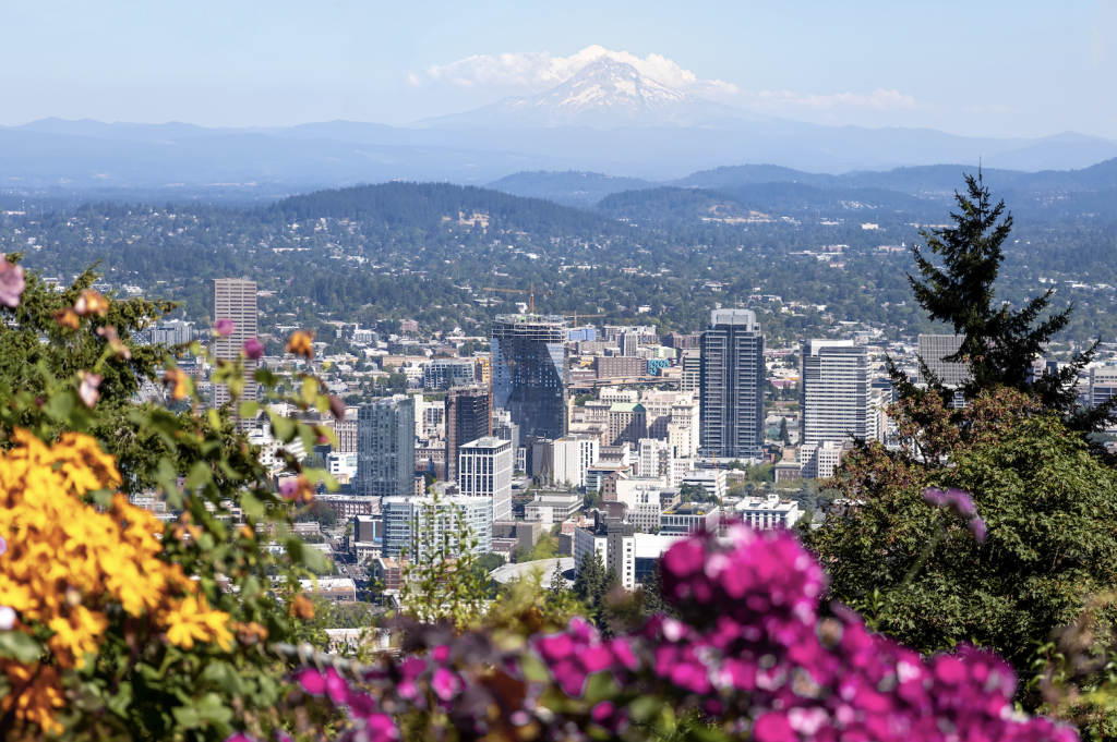 View of the City of Portland from Pittock Mansion Acres.